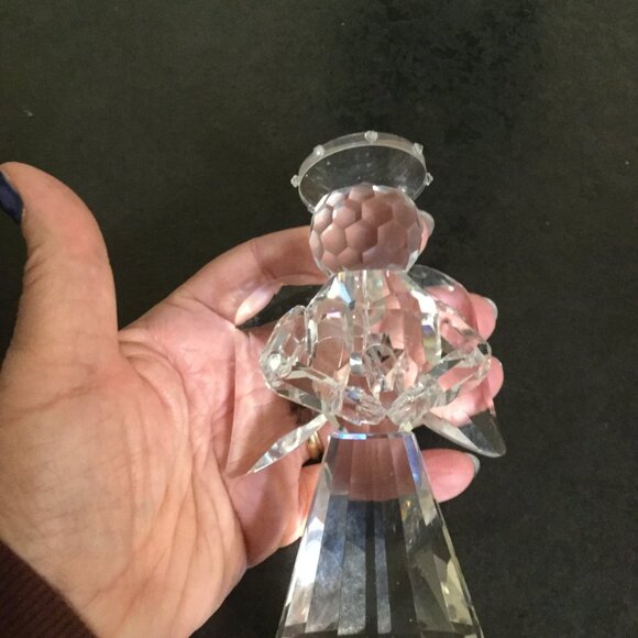 Crystal glass angel ornament no chips or cracks beautiful when in lights 6" tall - Picture 2 of 5